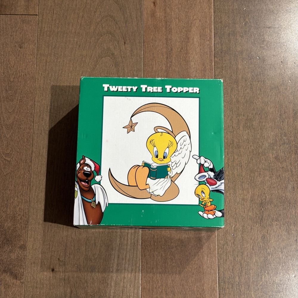 VINTAGE WARNER BROS TWEETY BIRD TREE TOPPER ANGEL MOON CHRISTMAS 1998